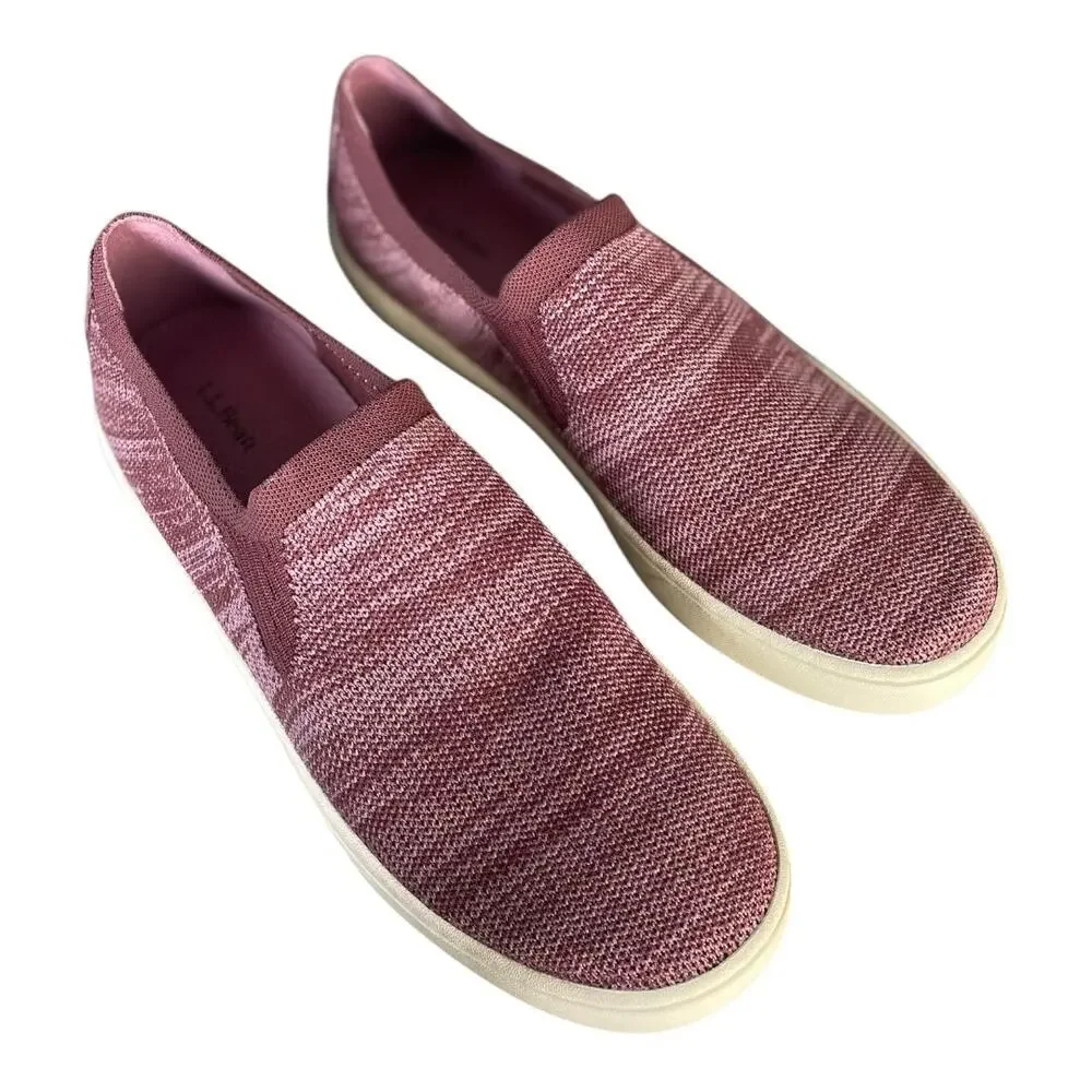 L.L. Bean Women’s Eco Bay Knit Mauve Slip On Sneakers Size-9M